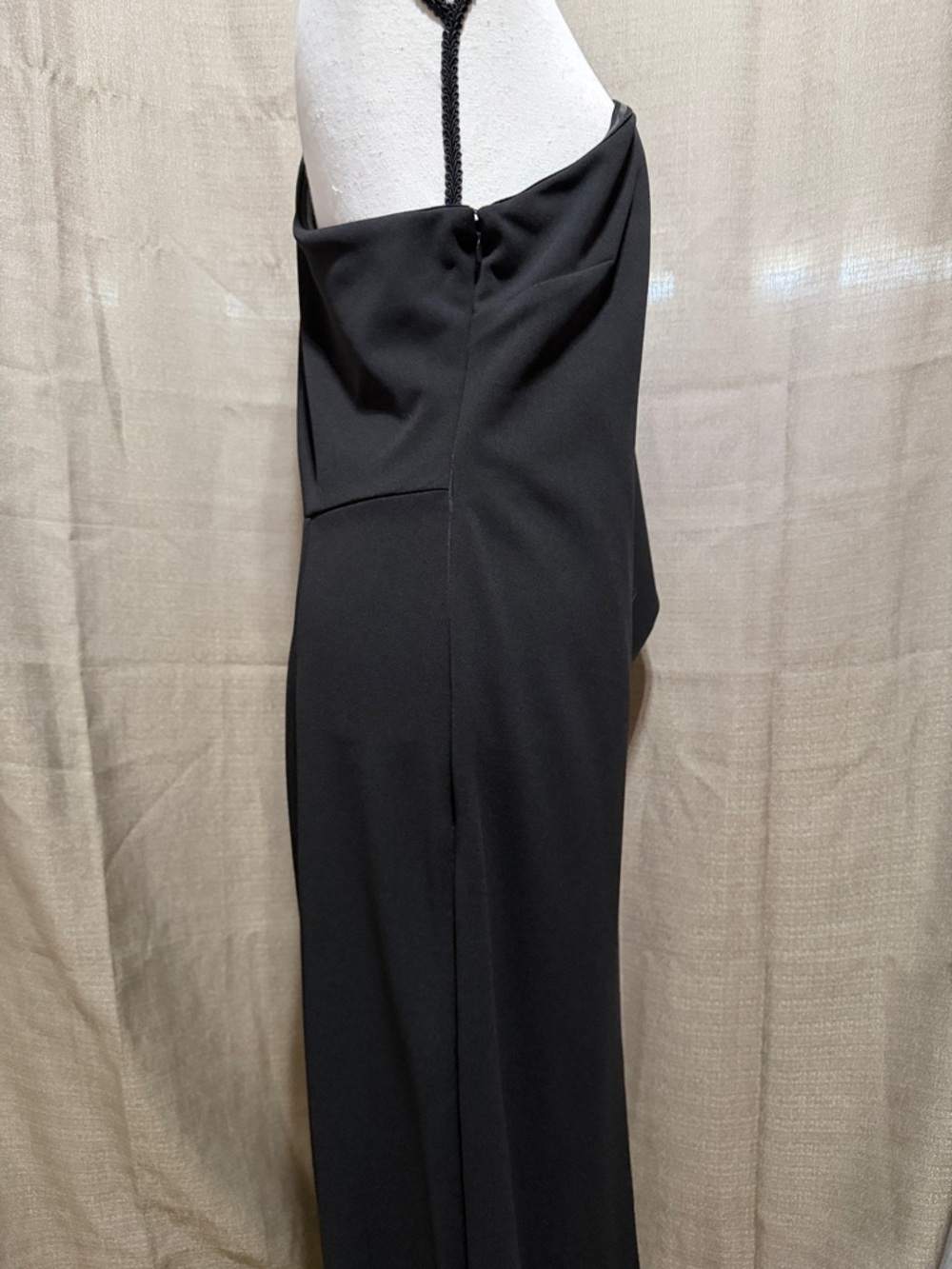 Adrianna Papell Black One-Shoulder Draped Jumper Pants / Formal Sz 14 - Picture 5 of 8